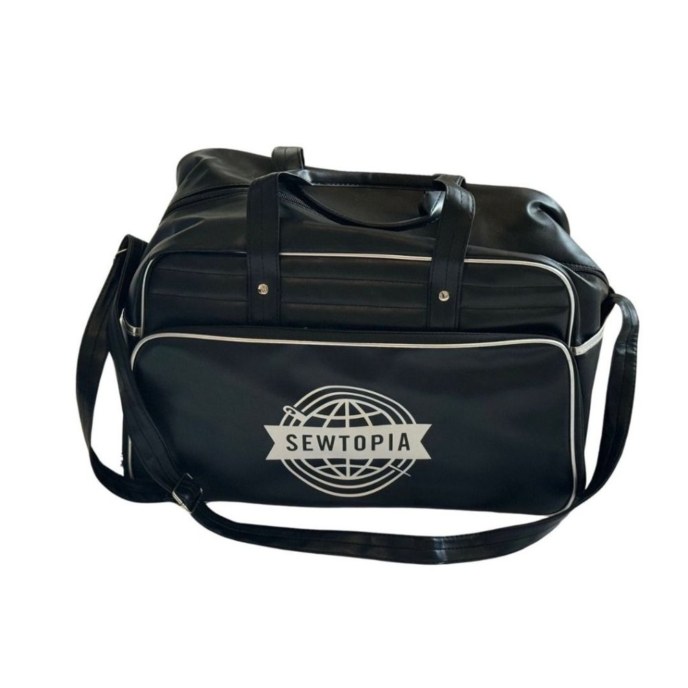 Vintage Gemline Weekender Bag Duffle Travel Gym Black Vinyl Retro Style Sewtopia